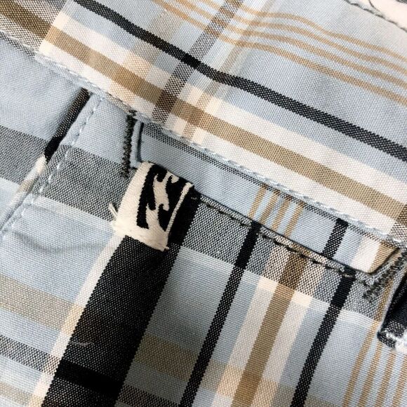 Billabong Shorts Mens 33 Blue Black Plaid Golf Bermuda Walking Y2K Vintage New - Picture 6 of 9